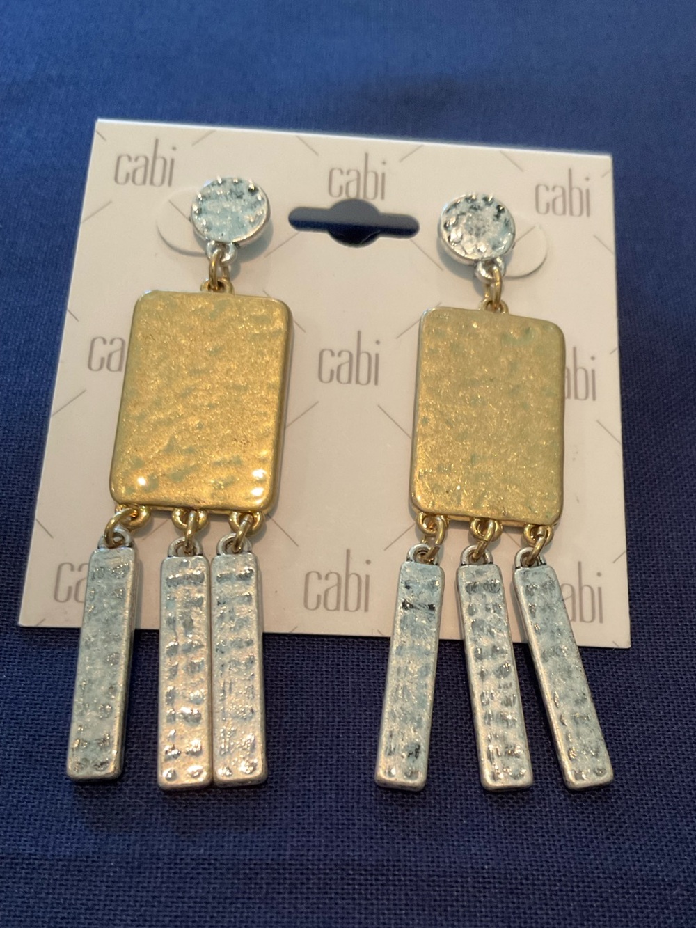 CAbi ID Two-Tone Gold and Silver Dangle Earrings #2157